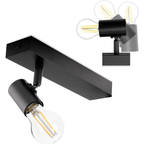 Lampada da parete LED Faretto da soffitto Applique mobile Spot E27 GLASA Nero Lumiled