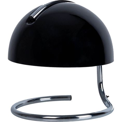 Lampe à poser en métal chromé et verre noir, luminaire E27, hauteur 25 cm - PANGIVO (1/5)