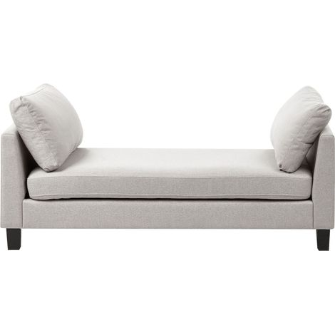 Chaise Longue Light Grey Fabric Upholstered Longue with Cushions Scandinavian Style Steel Legs ARCHIANE