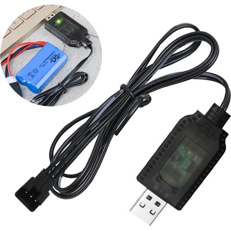 Câble Chargeur USB Universel avec Connecteur SM-3P pour Batterie LiPo 2S 7.4V - Compatible avec Voiture, Bateau, Drone, Avions RC et Autres Jouets Télécommandés (1/5)