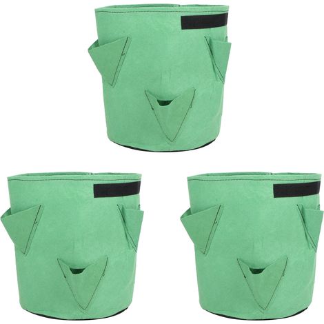 Lot de 3 sacs de plantation de fraisiers en feutre à 6 trous, 26 L/7 gallons, vert (1/5)
