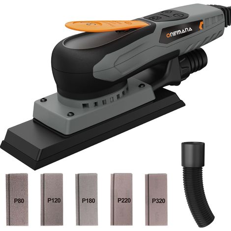 Ponceuse électrique sans balais 3.0 350 W, vitesse réglable 4000-10000/tr/min, frein automatique 2s, surface de ponçage 198 x 70 mm, aspiration automatique de la poussière, 10 feuilles (1/5)
