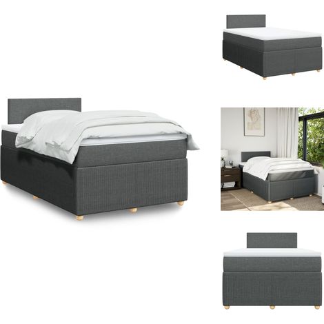 Sommier à lattes de lit avec matelas Gris foncé 120x200cm Tissu - Sommier À Lattes De Lit - Sommiers À Lattes De Lit - Lit - Meuble De Chambre À Coucher (1/5)