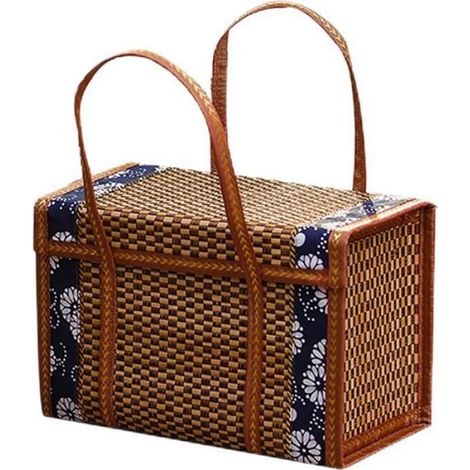 en Bambou Tissé Camping BoîTe de Rangement Portable Panier Tissé à la Main Panier de Pique-Nique ExtéRieur SpéCial Panier Tissé L (1/4)