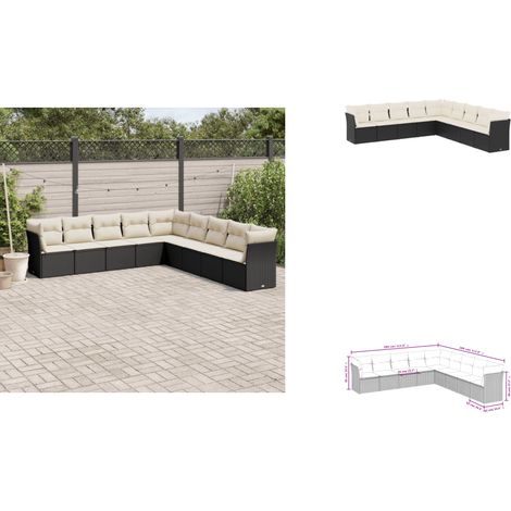 Salon de jardin 9 pcs avec coussins noir résine tressée - Salon De Jardin - Canapé Extérieur - Meuble De Jardin - Ensemble Salon De Jardin - Mobilier De Jardin (1/3)