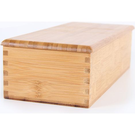 Aufbewahrungsbox aus Bambus  Organizer für Besteck, Kosmetik und Accessoires  Umweltfreundliches Material, Maße: 27 x 11 x 6,6 cm (1/5)