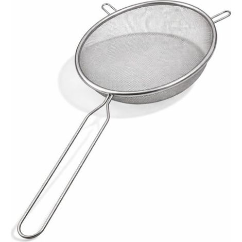 Passoire à Maille Fine - Tamis de Cuisine de 21cm de Diamètre - Ne Pas Mettre au Lave Vaisselle - 35x21cm, Polyvalent, Efficace, Argenté (1/5)