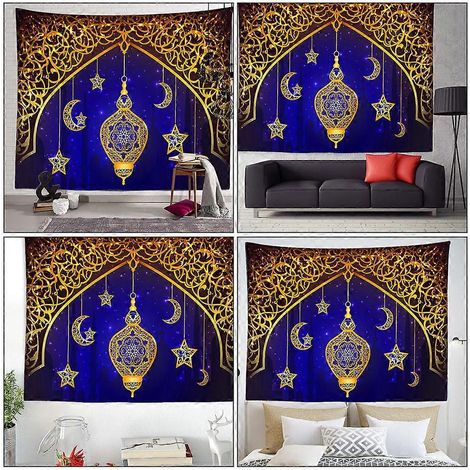 Wandteppich mit Ramadan-Motiv, muslimischer Hintergrundstoff, Wanddekoration-150X130CM (1/4)