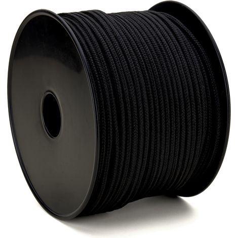 Corda intrecciata Polypro nera, Ø 4 mm, bobina 100 m, corda esterna, corda fai da te, corda fai da te, colore: nero (1/5)