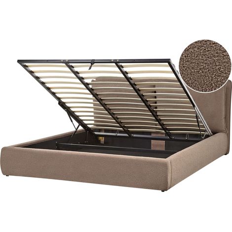 Ottoman Bed Boucle BAJONNA 180 x 200 cm (EU Super King) Brown