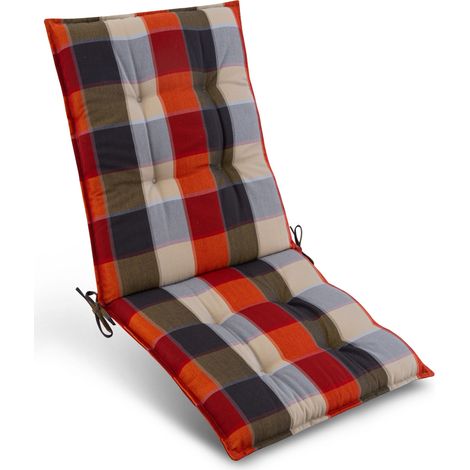 Premium Coussin pour chaise basse Sun-NL, 100x50cm, beige à carreaux