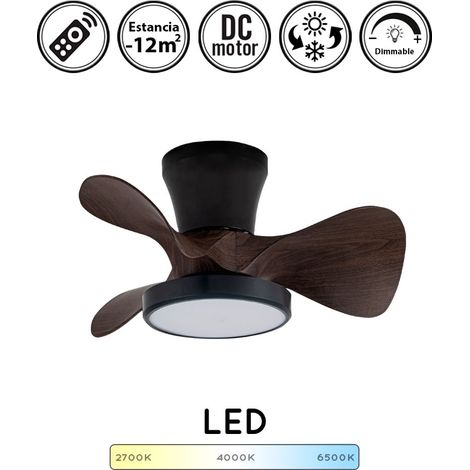 Ventilador de techo con luz silencioso DC con mando Moll negro madera 56 cm invierno-verano color luz regulable (1/5)