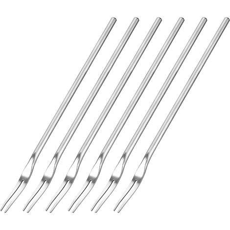 6 pièces Inox Acier Fourchettes à fruits, 8.66-Pouce Salade Fruits Dégustation Fourchettes Dessert Gâteau Fourchettes 2 Broche Dégustation Apéritif Fourchettes pour Fête Mariage (1/5)