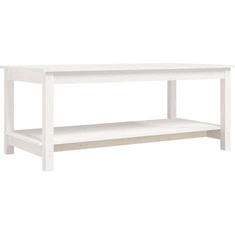 Tavolino con ripiano, design senza tempo, 110 x 55 x 45 cm, legno massello di pino bianco DEC037848