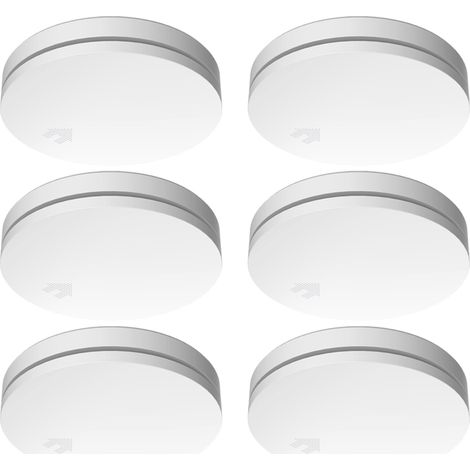 6er Set ELRO Optischer Rauchmelder mit 10 Jahres Batterie, Flach Höhe 2,3cm Weiß