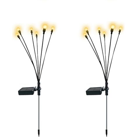Windschwingende Solar-Gartenleuchten, flexibles Kabel und robuster Sockel, warmweißes Licht (2er-Pack) (1/5)