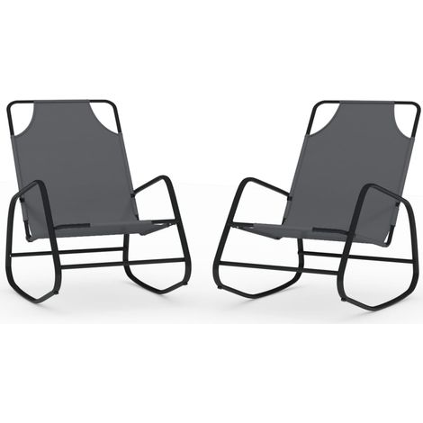 Sun Lounger  Set of 2  Grey  Powder-coated steel, textilene  Standard vidaXL