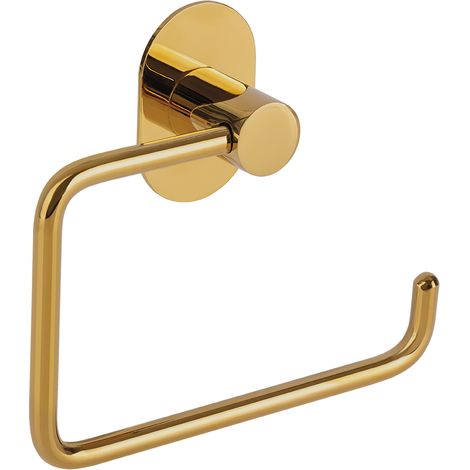 Portarrollos de papel higiénico para inodoro, de pared, autoadhesivo, para atornillar, dorado
