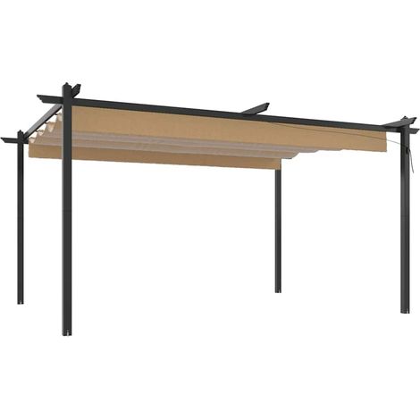 vidaXL Cenador de jardín con techo retráctil gris taupé 4x3 m (1/2)