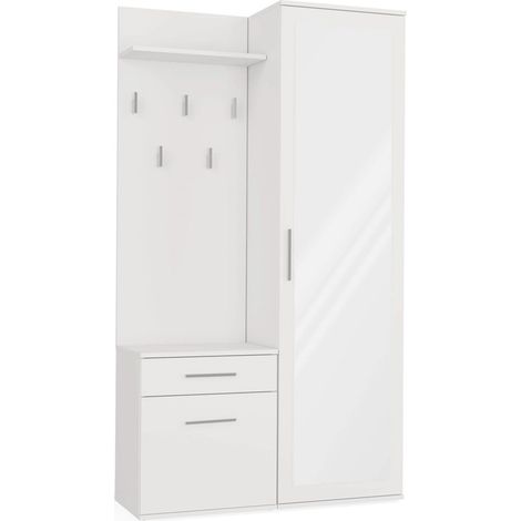 Selsey Duvio – Flurgarderobe mit Schrank und Spiegel, Weiß, 100 cm (1/5)