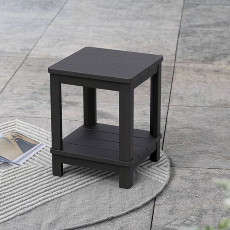 Dmora - Tisch für den Außenbereich Narzole, Niedriger Gartentisch, Mehrzweckregal für den Außenbereich, 41x41 h52 cm, Anthrazit (1/4)