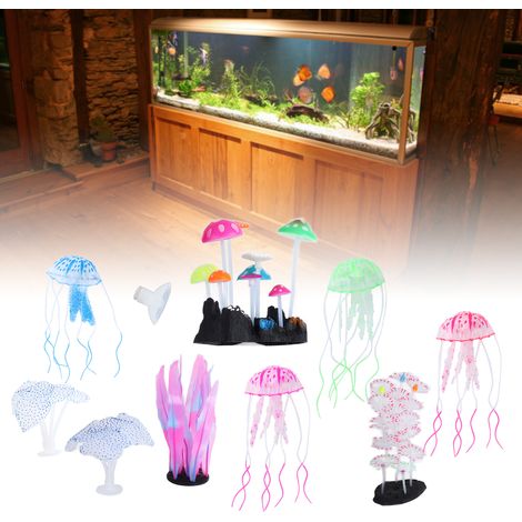 Décoration d'Aquarium avec Effet Fluorescent - 9 Pièces de Coraux Réalistes en Silicone pour l'Aquariophilie-AUTRES (1/5)