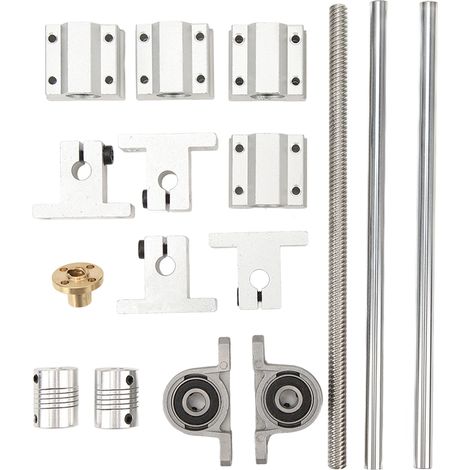 Tige de guidage linéaire, arbre T8x8, support d'arbre à vis mère SC8UU, bloc de roulement coulissant, accouplement d'arbre flexible