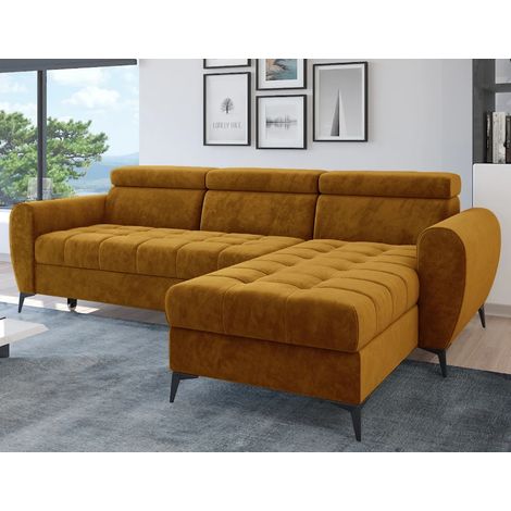 Bjorn Monolith Fabric Corner Sofa Bed - Mustard (1/5)