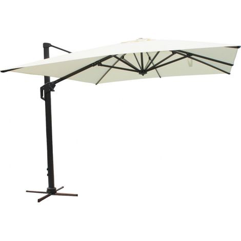 Ombrellone a braccio laterale quadrato con struttura in alluminio nera e telo in poliestere beige 3x3 metri resistente 300x300xH265 cm Zenith