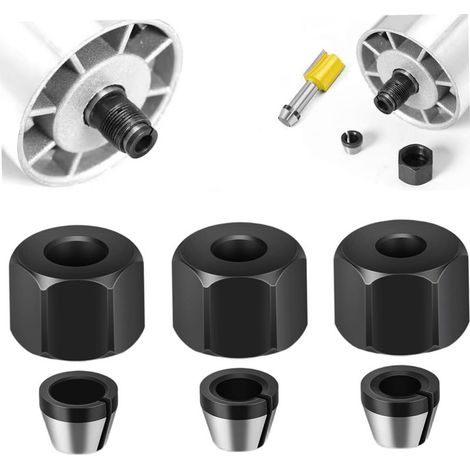 6 pièces ensemble de pinces de routeur haute précision 6mm 6.35mm 8mm avec écrou, accessoires fraise électrique pour machine découpage gravure sur bois (1/5)