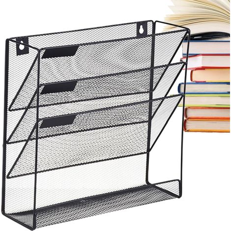 Soporte para archivos – Hierro 32,5 x 10,5 cm Soporte para archivos montado en la pared para (1/5)