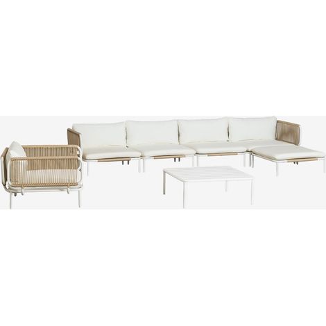 Set da giardino con divano modulare angolare a 4 pezzi con tavolino, pouf e poltrona in acciaio Roubly SKLUM            