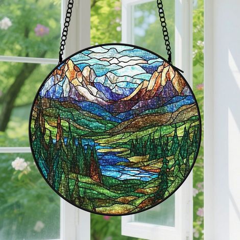 12.5cm Suspension en vitrail, attrape-soleil coloré artistique, décoration intérieure unique, cadeau Noël, Fête des Mères pour femme, homme, collègue (1/5)