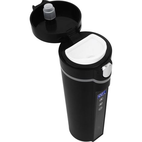 Mug de voyage chauffant électrique 450 ml avec contrôle intelligent de la température et faible niveau sonore, noir, avec fonction de chauffage intelligente pour la voiture, les voyages et le camping (1/5)