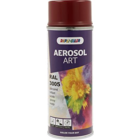Bombe de peinture - Rouge vin - RAL 3005 - Brillant - Tous supports - Aérosol Art
