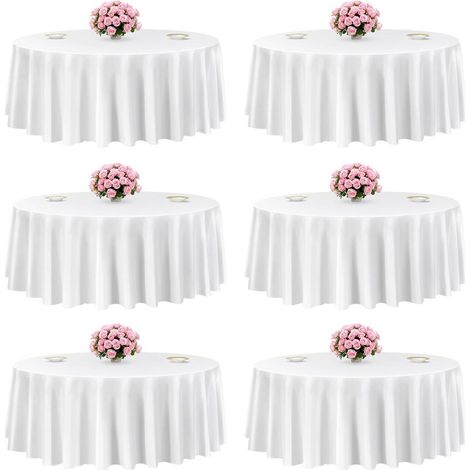 Pour vos réceptions, nappe ronde blanche lot de 6, résistante aux taches et lavable en machine (1/5)