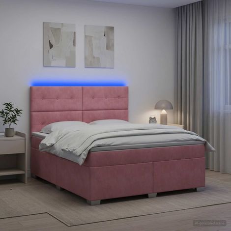 vidaXL Lit boxspring avec matelas Rose 140 x 200 cm Velours (1/5)
