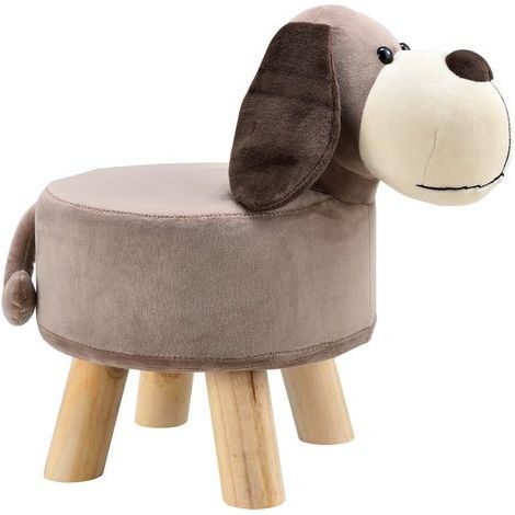 Tabouret pour Enfants Rembourré Housse Flanelle Amovible Pieds Bois Capacité 150 kg Motif Chien 45 x 28 x 48 cm (1/5)