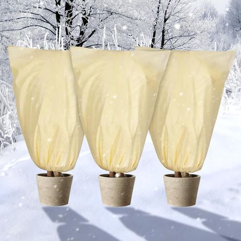 Lot de 3 Voile Hivernage Plante Exterieur 80 120cm,80g/㎡ Voile d'hivernage,Voile Hivernage avec Fermeture éclair et Cordon,Réutilisable housse hivernage plante exterieur pour Arbres,Plantes en Pot (1/5)