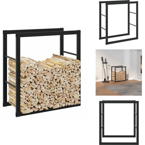 Portant de bois de chauffage noir 55x30x61 cm acier - Support De Bois De Chauffage - Supports De Bois De Chauffage - Porte-bûches - Rangement De Bois De Chauffage (1/5)