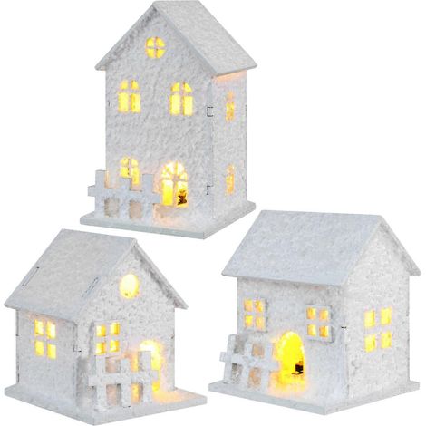 Wooden House for Glow Christmas Decor 3Pcs Xmas Cabins (1/5)