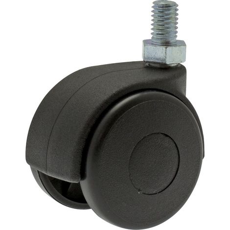 Ruleta Twiny Negra con Varilla roscada Giratoria 50 x 40 25
