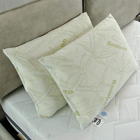 Baldiflex Coppia di Cuscini in Memory Foam con Fodera Bamboo, forma classica dimensione 60x40 cm (1/5)