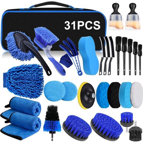 Nettoyage Voiture, Brosse Nettoyage Voiture, Kit Nettoyage Voiture Interieur, Pinceau Detailing Auto Kit de Détail pour La Voiture Tableau de Bord, Intérieur, Extérieur