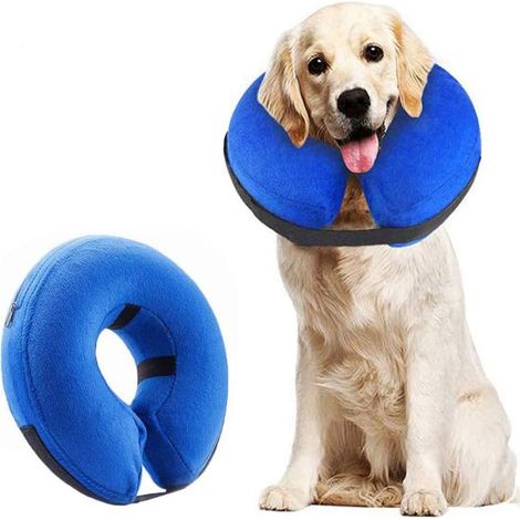 Super collier pour chien, collier de protection gonflable, collier ajustable pour animaux de compagnie, collier de protection confortable avec fermeture Velcro - L (1/5)