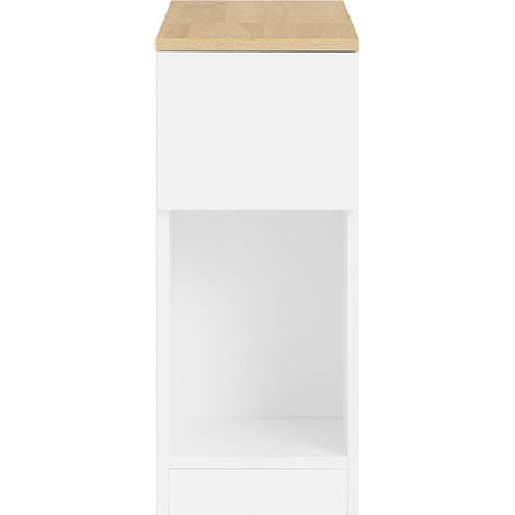 SoBuy Nightstands with 3 Compartments, Side Tables End Tables for Living Room Bedroom Sofa Dining Room Kitchen, Small Narrow High Table White and Wood 25 x 65 x 60 cm FBT162-WN