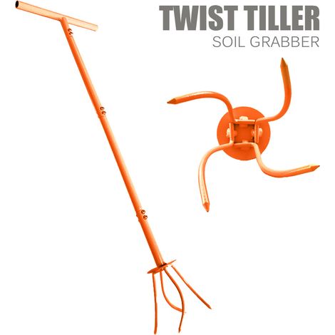 couleur orange Pince à terre de jardin, aérateur de pelouse, foreuse, outil de retournement de terre, griffe de jardin, coupe-bordures, transplanteuse et autres outils. (1/5)