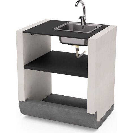 TUOZI - Módulo de pie SUD Fregadero y grifo para Barbacoa de Obra Prefabricada (Blanco, negro - 81 x 60 x 60 cm) - Uso en Exteriores (1/2)