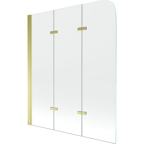 Mexen Felix 3-Flügel-Badewannenwand 120 x 140 cm, Transparent, Gold - 890-120-003-50-00