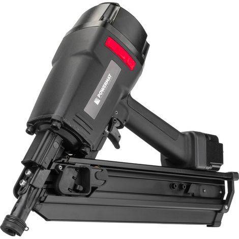 Cloueuse pneumatique professionnelle 50-90 mm – Pression max 8,3 bar – Pour clous en bande à 34° – Poignée ergonomique – Powermat (1/5)